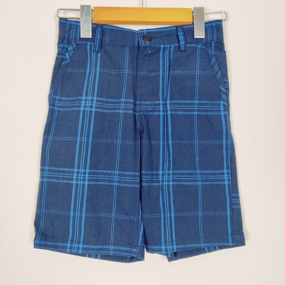 Calvin Klein Jeans Boy's Plaid Flat Front Shorts Blue Size 7 Years Old Cotton